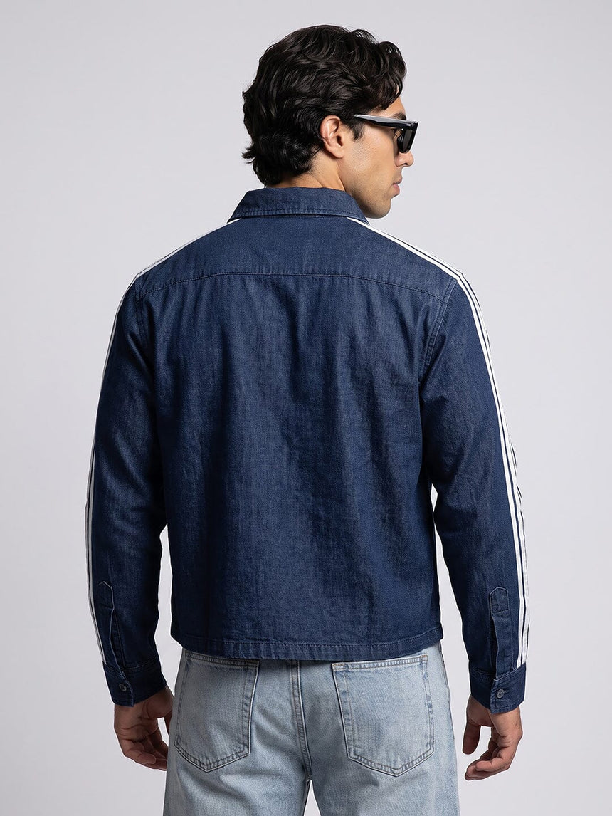 Dark Wash Taped Frog Buttoned Cropped Shirt Shirts Fugazee 