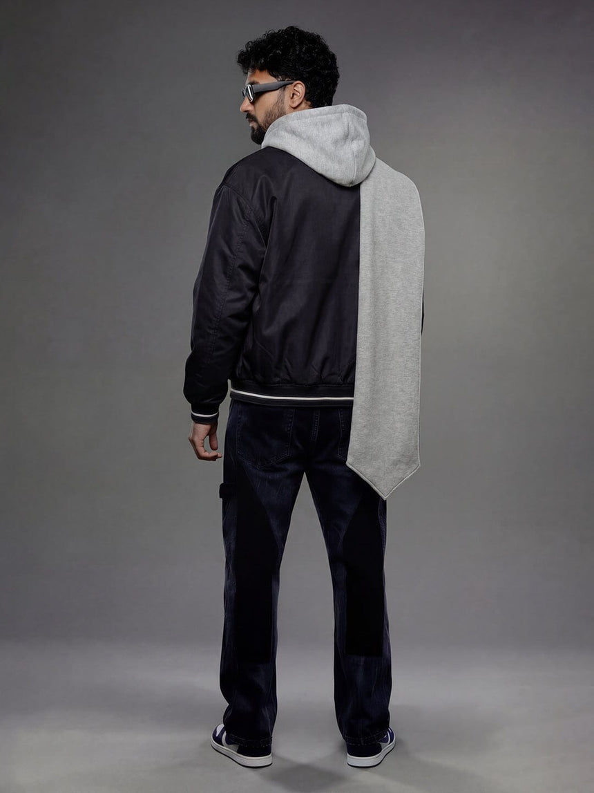 Grey Fleece Hooded Scarf Scarf Fugazee 