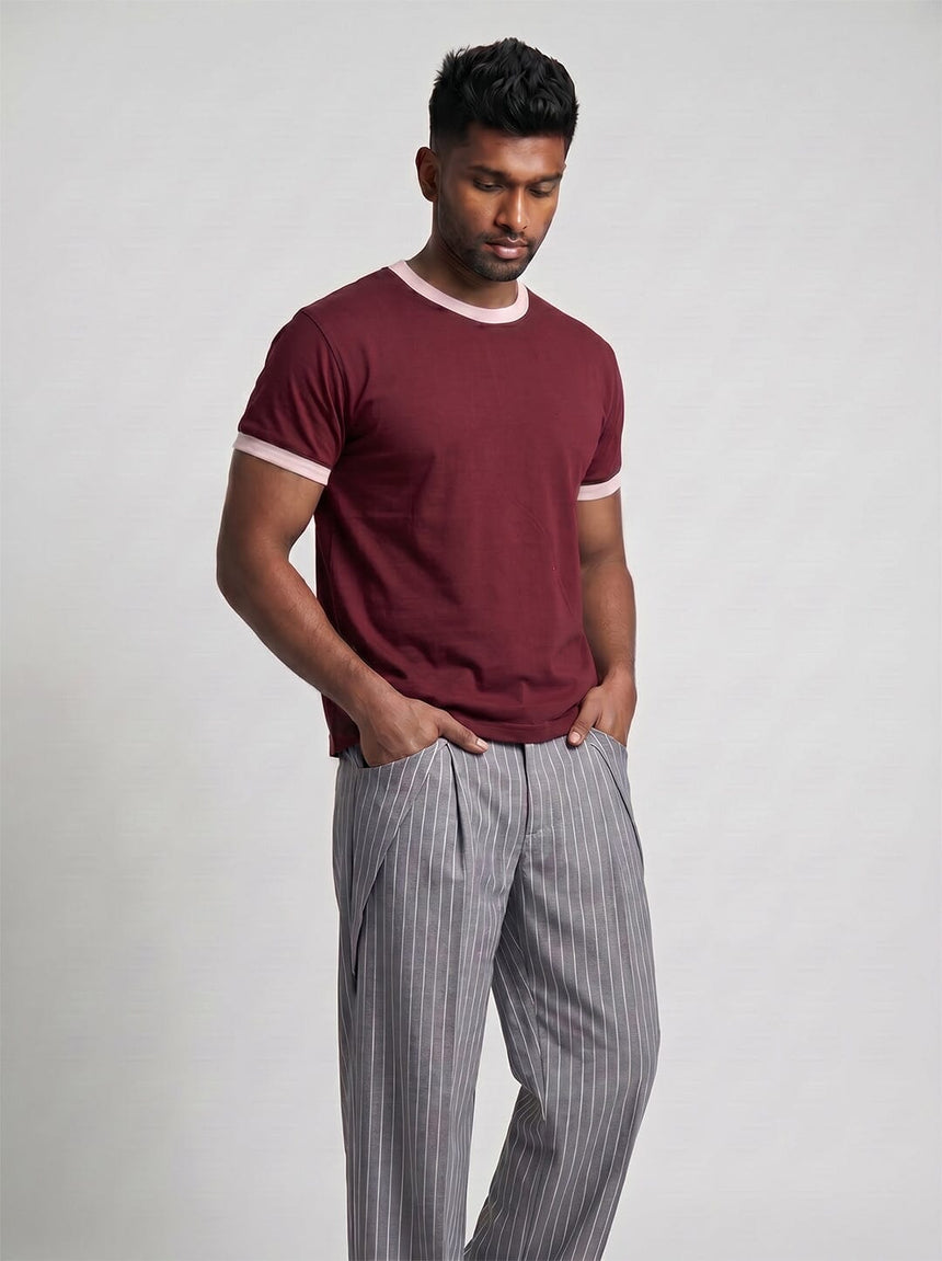 Maroon Cropped Ringer Tshirt T-Shirts Fugazee 