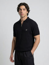 Black Old Money Knitted Slim Polo Tshirt T-Shirts Fugazee 