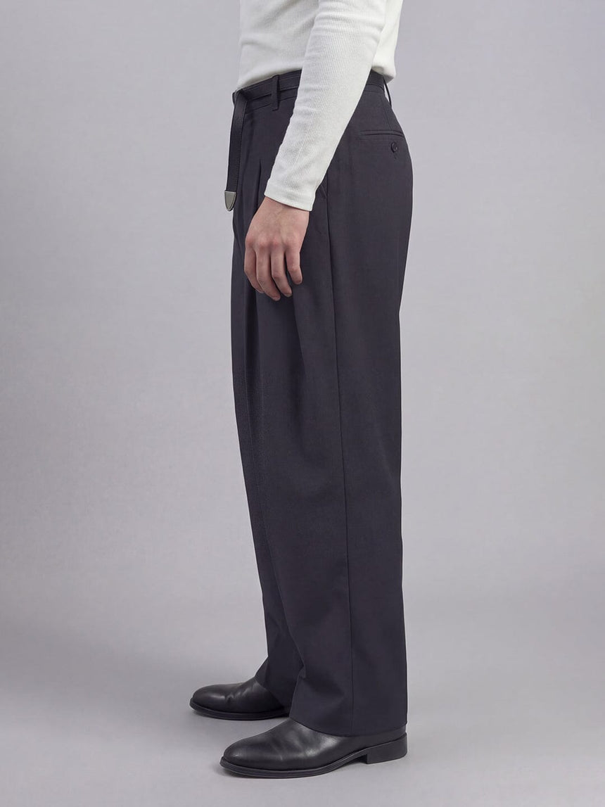 Midnight Grey Pleated Korean Trousers Trousers Fugazee 