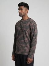 Brown Camo Waffle Relaxed Fit Henley Tshirt T-Shirts Fugazee 