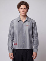 Charcoal Striped Embroidered Cropped Shirt Shirts Fugazee 