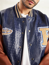 Navy Pu Croc Varsity Jacket Jackets Fugazee 