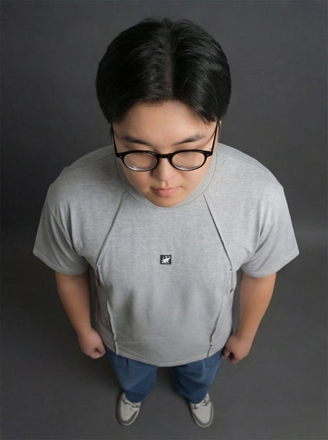 Grey Faux Flat Look Cut and Sew T-shirt T-Shirts Fugazee 