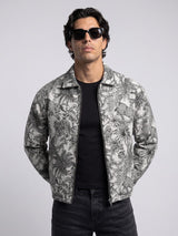 Ecru Tiger Tapersty Cropped Harrington Jacket Jackets Fugazee 