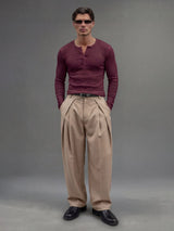 Maroon Ribbed Henley Longsleeves Tshirt T-Shirts Fugazee 