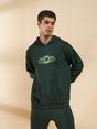Moss Green Embroidered Oversized Hoodie Sweatshirts Fugazee 