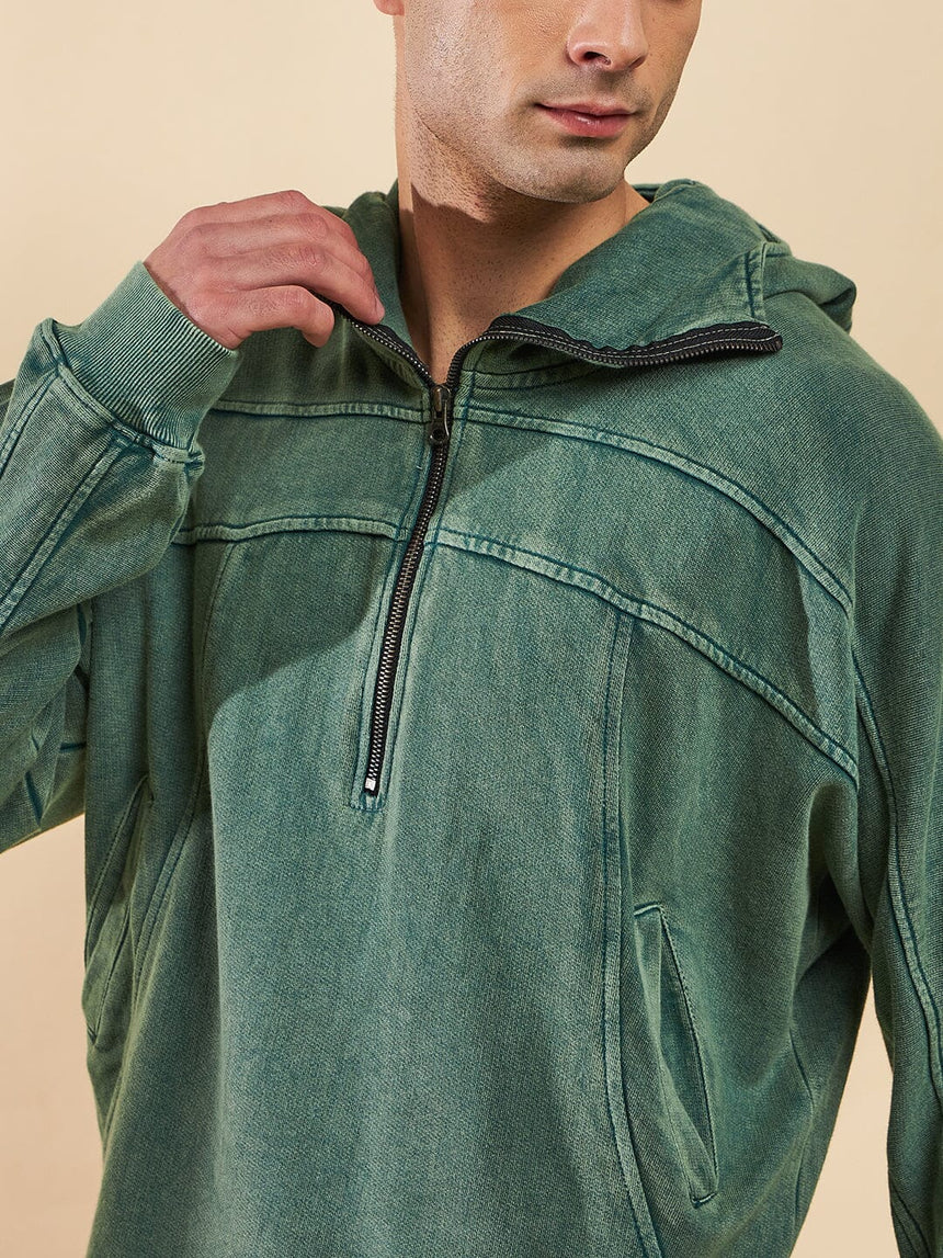 Green Washed Baggy Smugglers Hooded Sweatshirt Sweatshirts Fugazee 