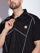 Black Reflective Piping Shirt Shirts Fugazee 