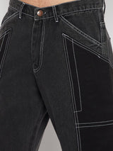 Grey Contrast Stitched Double Panel Jeans Jeans Fugazee 