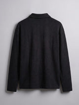 Black Textured Applique Longsleeves Polo Tshirt T-Shirts Fugazee 
