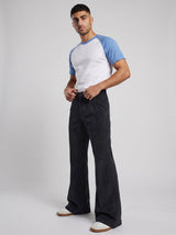 Black Corduroy High Waisted Flared Trousers Trousers Fugazee 