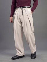 Cream Korean Pleated Trousers Trousers Fugazee 