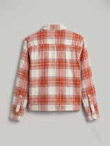 Rust Crushed Checkered Raw Edge Cropped Shirt Shirts Fugazee 