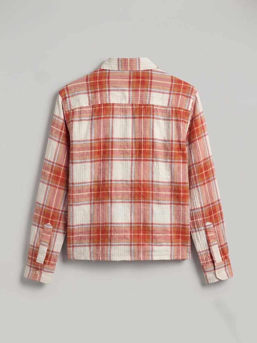 Rust Crushed Checkered Raw Edge Cropped Shirt Shirts Fugazee 