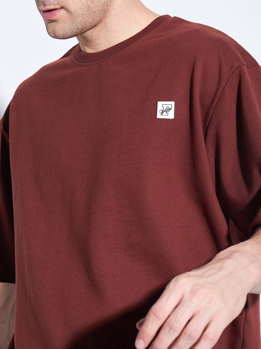 Brown Oversized Elbow Sleeve Tee T-shirts Fugazee 