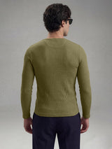 Olive Ribbed Henley Longsleeves Tshirt T-Shirts Fugazee 