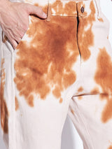 Ecru Tie Dye Flared Denim