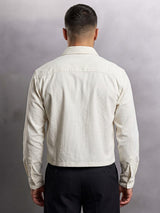 Ecru Lions Graphic Cropped Corduroy Shirt Shirts Fugazee 