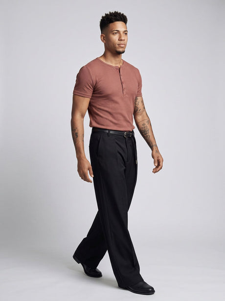 Muted Plum Ribbed Short Sleeves Henley Tshirt T-Shirts Fugazee 
