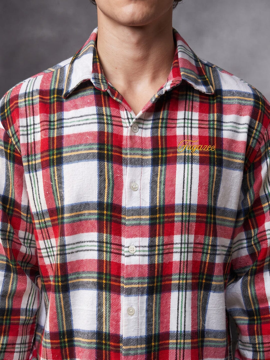 Red Striped Flannel Cropped Shirt Shirts Fugazee 