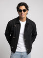 Black Croc Textured Fireman Clasp Harrington Jacket Jackets Fugazee 