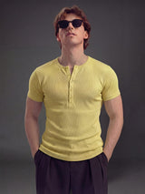 Lemon Ribbed Henley Short Sleeves Tshirt T-Shirts Fugazee 