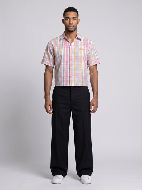 Confetti Checkered Seersucker Cropped Shirt Shirts Fugazee 
