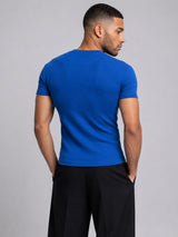 Royal Blue Notch Neck Ribbed Tshirt T-Shirts Fugazee 