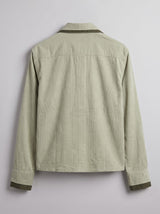 Sage Green Double Collared Cropped Corduroy Shirt Shirts Fugazee 