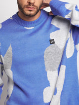 Sky Blue Floral Oversized Sweater Sweaters Fugazee 