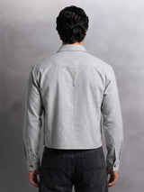 Grey Striped Cropped Full Sleeves Shirt Shirts Fugazee 