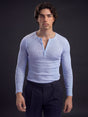 Sky Blue Ribbed Henley Longsleeves Tshirt T-Shirts Fugazee 