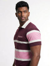 Crimson Striped Cropped Polo Tshirt T-Shirts Fugazee 