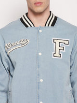 Blue Denim Varsity Jacket Jackets Fugazee 