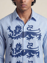 Chambray Blue Lions Graphic Cropped Shirt Shirts Fugazee 
