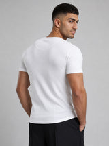 White Notch Neck Ribbed Tshirt