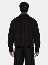 Black Corduroy Chinese Knot Buttoned Cropped Shirt Shirts Fugazee 