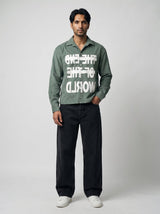 Pine Green Graphic Corduroy Cropped Shirt Shirts Fugazee 