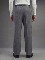 Ash Grey Corduroy Pleated Trousers Trousers Fugazee 