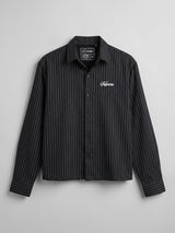 Black Striped Cropped Full Sleeves Shirt Shirts Fugazee 