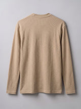 Beige Waffle Relaxed Henley Tshirt T-Shirts Fugazee 