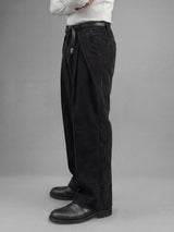 Black Corduroy Pleated Trousers Trousers Fugazee 