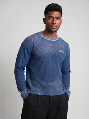 Men raw Edge Waffle Knit Tshirt