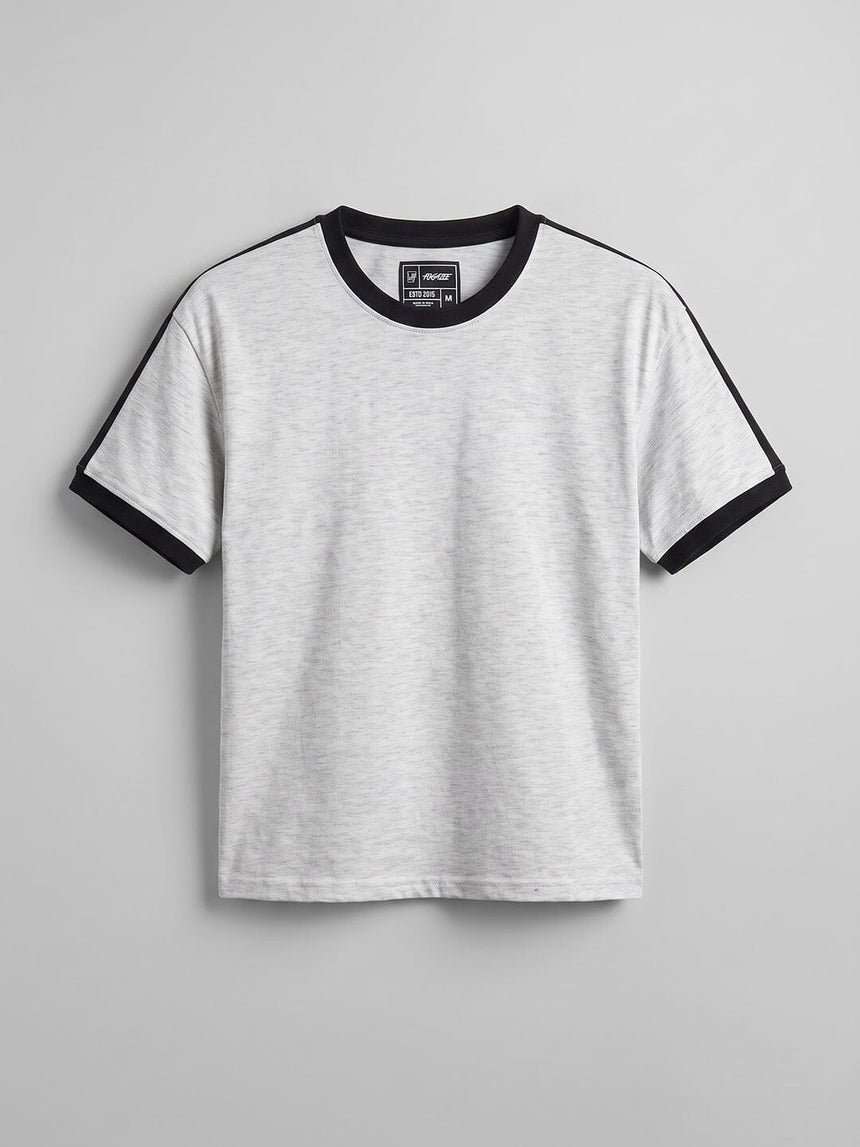Grey Melange Taped Ringer Tshirt T-Shirts Fugazee 