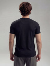 Black Ribbed Henley Short Sleeves Tshirt T-Shirts Fugazee 