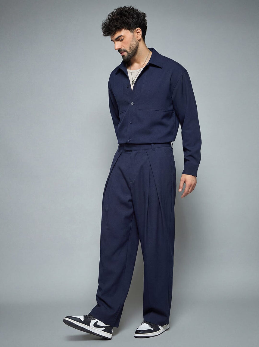 Midnight Blue Minimalist Korean Clothing Set Clothing Set Fugazee 