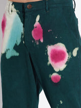 Green Space Dyed Flared Denim Jeans Fugazee 