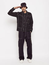 Black Contrast Stitch Bucket Hat Hats FUGAZEE 